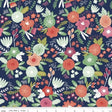 Cotton Lycra Knit Fabric Navy Floral by Riley Blake