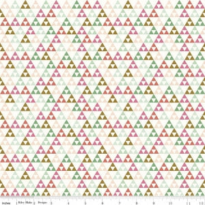 Cotton Lycra Knit Fabric - White Trend Triangle Print