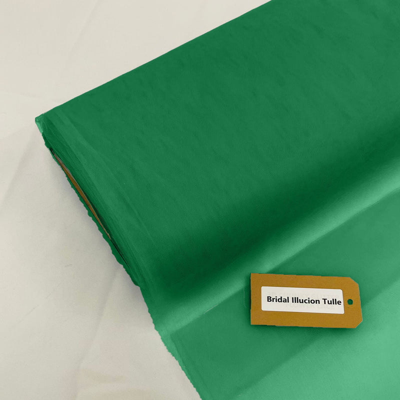Kelly Green Bridal Illusion Tulle Polyester Fabric - Kelly Green Sheer Tulle, 108" Width (1 Roll)