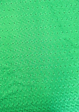 Heavy Eyelet Polyester Cotton Fabric - Kelly Green, Floral Embroidery, 41"-42" Width