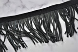 Faux Leather Fringe Trim Black 3.5 Inch