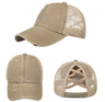 Criss-Cross Cap - Khaki Fabric - Khaki, Criss-Cross Ponytail Slot, One Size Fits All (1 Unit)