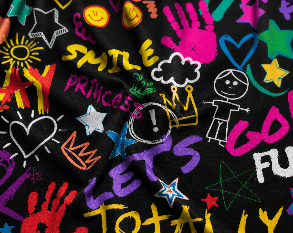 Printed Spandex Fabric Kids Word Play