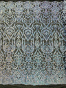 King Damask Sequin Fabric - 4 Way Stretch Mesh, Iridescent Sequin Embroidery, 54" Width (1 Yard)