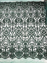 King Damask Sequin Fabric - 4 Way Stretch Mesh, Iridescent Sequin Embroidery, 54" Width (1 Yard)
