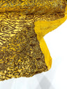 King Damask Sequin Fabric - 4 Way Stretch Mesh, Iridescent Sequin Embroidery, 54" Width (1 Yard)