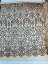 King Damask Sequin Fabric - 4 Way Stretch Mesh, Iridescent Sequin Embroidery, 54" Width (1 Yard)