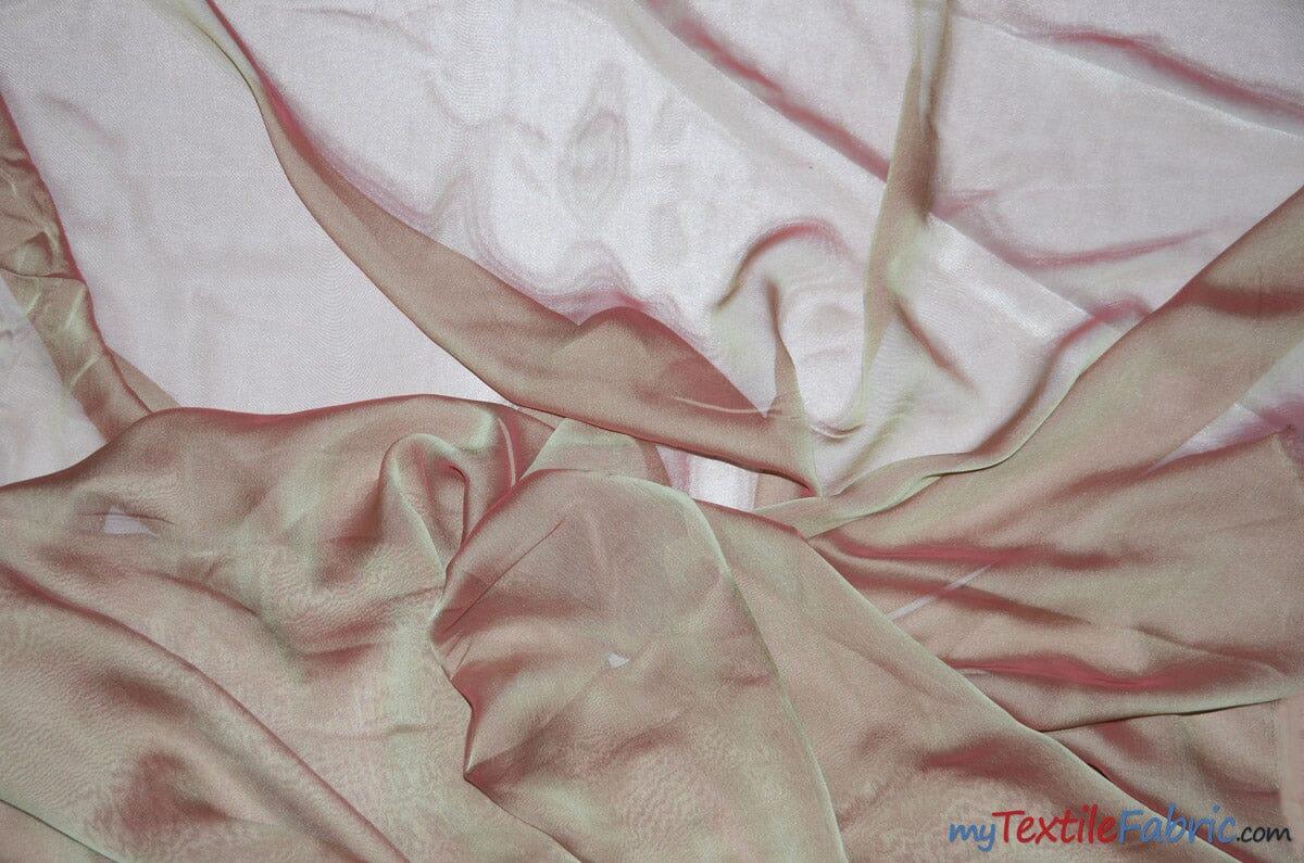 Two Tone Chiffon Polyester Fabric - Iridescent Sheer, 58/60" Width, Multiple Colors (Yards, Bolts, Sample Swatch)