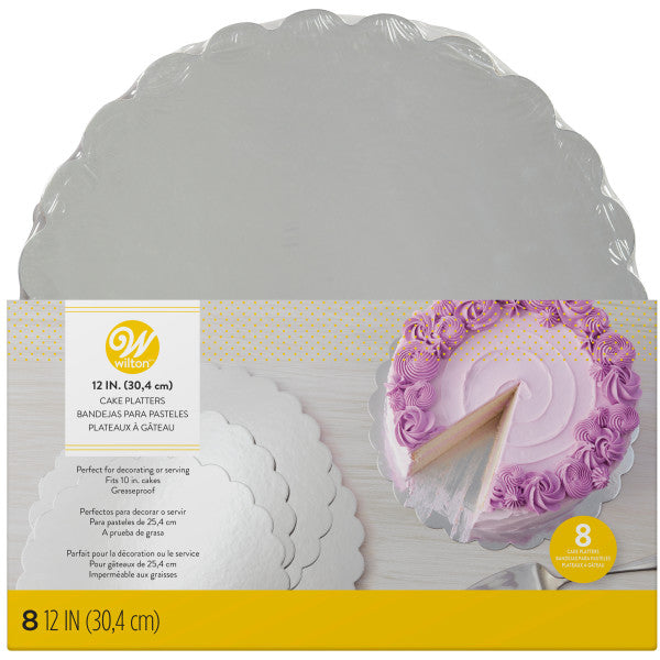 Wilton Silver 12-Inch Round Cake Platters, 8-Count
