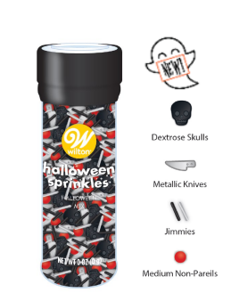 Wilton Skull, Knives, Jimmies and Non-Parells Spooky Halloween Sprinkles Mix, 4 oz.