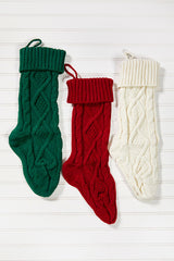 Knitted Christmas Stockings - Green