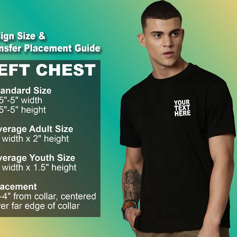 Pack: 12 Fast Custom Printed T-Shirts – Personalize with Your Logo or Photo (Left Chest - Black)
