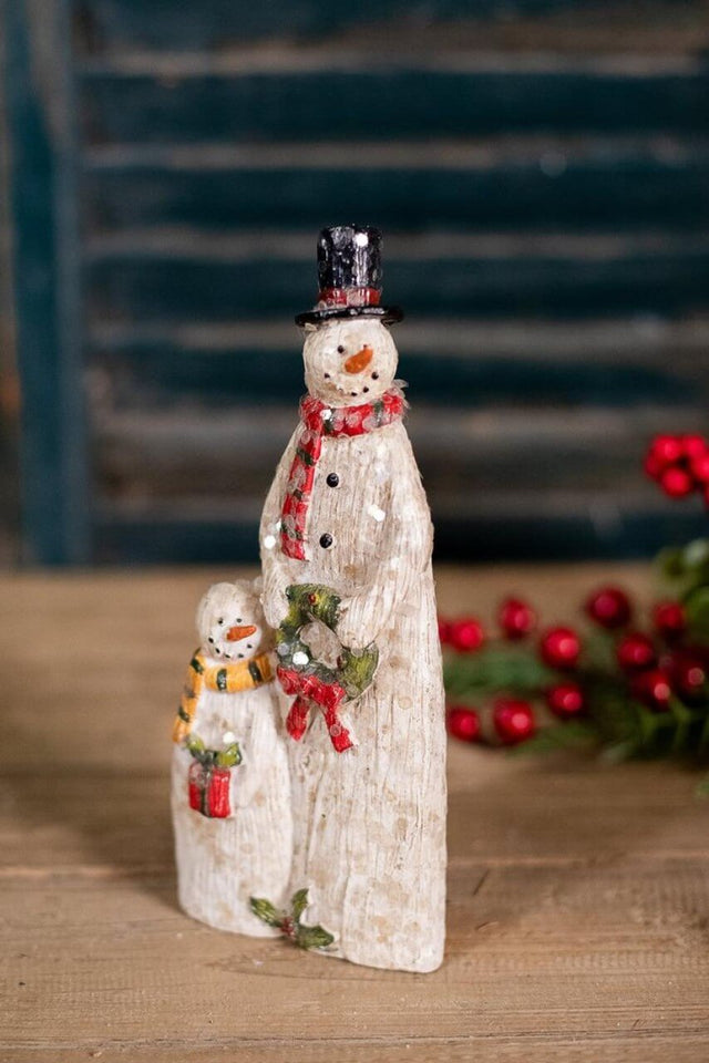 Resin Sparkly Snowman Family