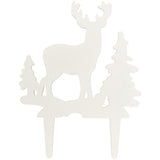 Deer and Pine Trees Gum Paste Layon Cake Topper Christmas Hunter Buck Trees - set of 6