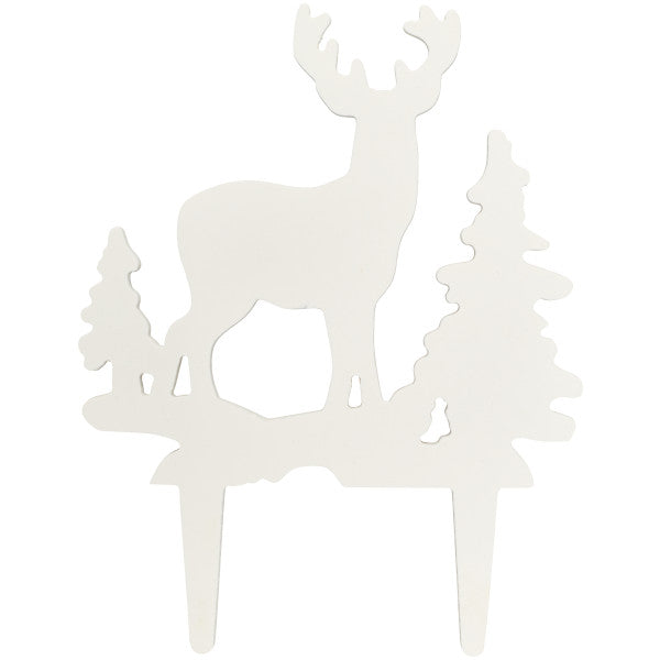 Deer and Pine Trees Gum Paste Layon Cake Topper Christmas Hunter Buck Trees - set of 6
