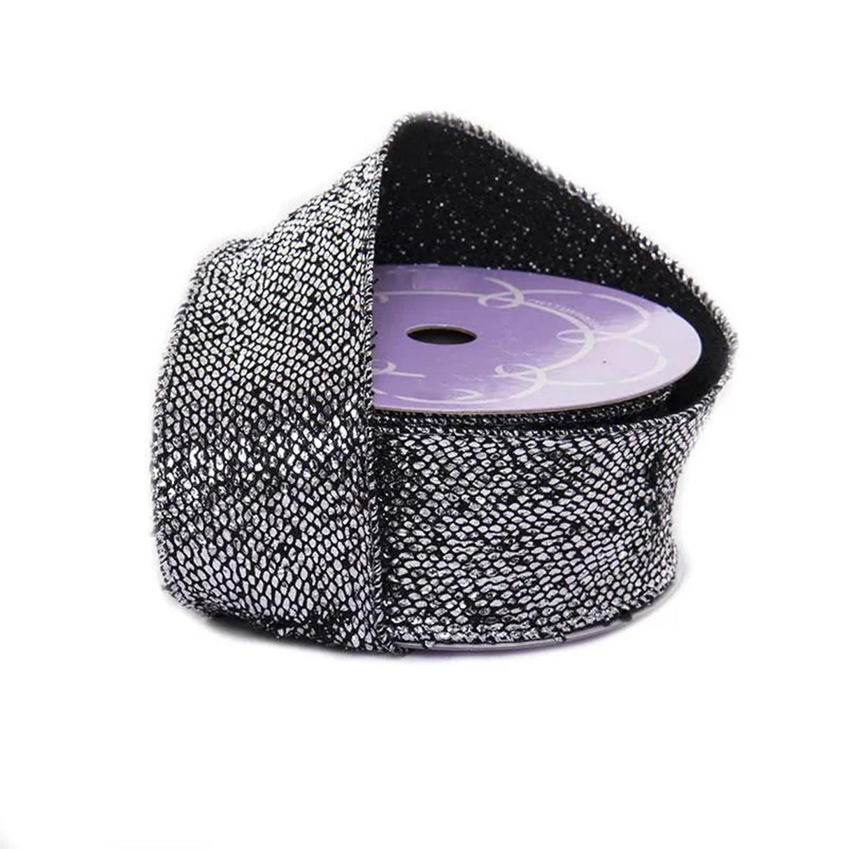 Exotic Snake Skin Metallic Ribbon 2 1/2 '' x 10 yd Silver / Black Color 1 / ROLL
