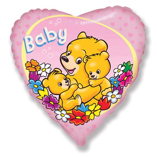 Baby Girl Bears Foil Balloon