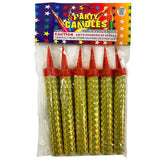 Cake Sparkler Party Candles Gold 6 Pack