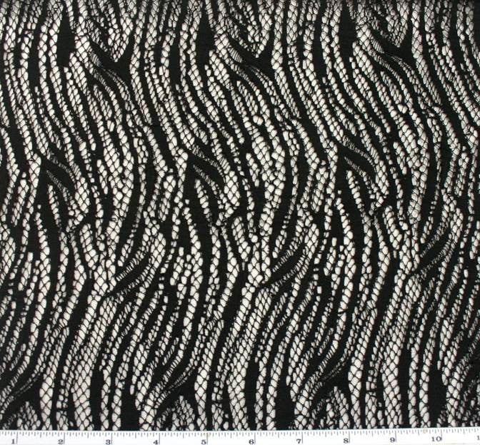 Lace 1D357 Black Polyester Spandex Fabric - Black Solid Lace, 58/60" Width (1 Yard)