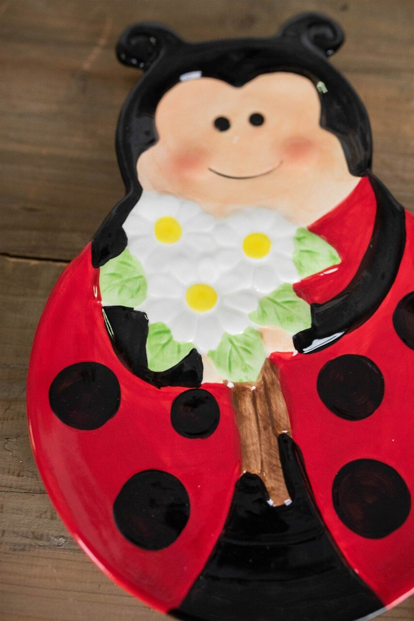 Dolomite Ladybug Serving Plate Set of 2