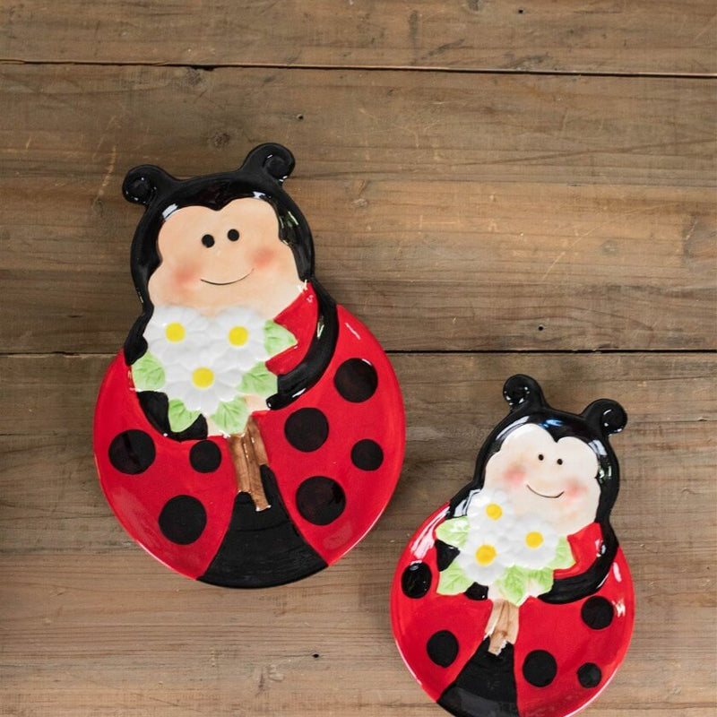 Dolomite Ladybug Serving Plate Set of 2
