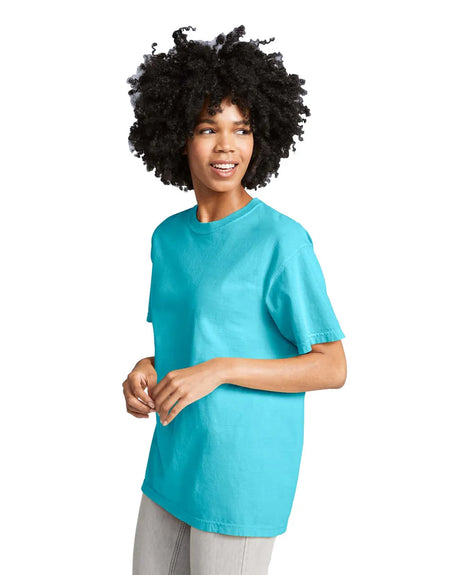 Comfort Colors 1717 Adult Tee Cotton Fabric - Lagoon Blue, Semi-Fitted, 4.5 Oz/Yd², 90% Ring Spun Cotton / 10% Polyester (1 Unit)