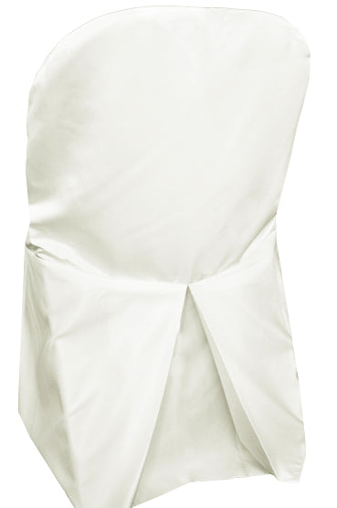 white Lamour Satin Folding Chair Cover