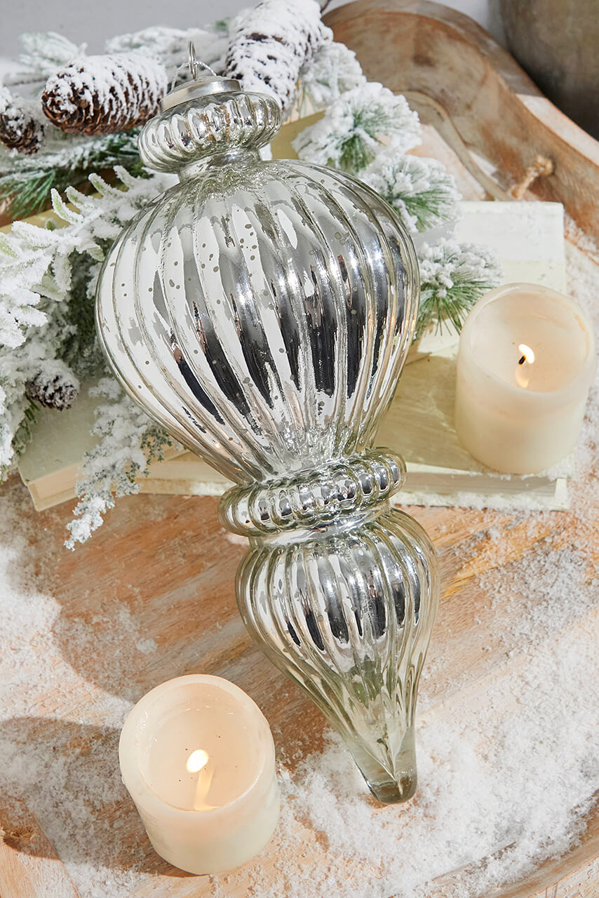 12" Lantern Antique Mercury Glass Ornament