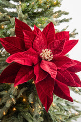 22” x 17” Giant Velvet Poinsettia Stem - Burgundy