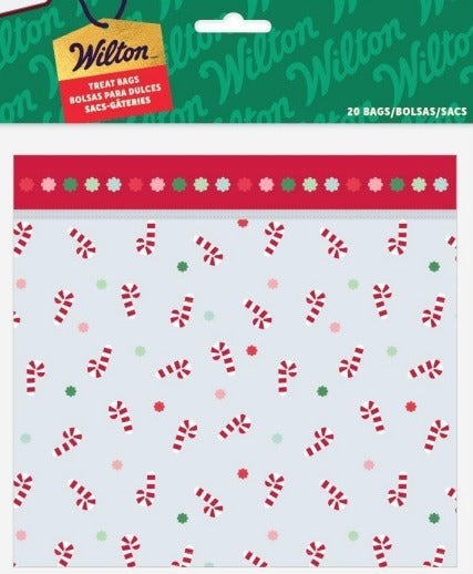 Wilton Candy Cane Christmas Resealable Treat Bags – 20 Count
