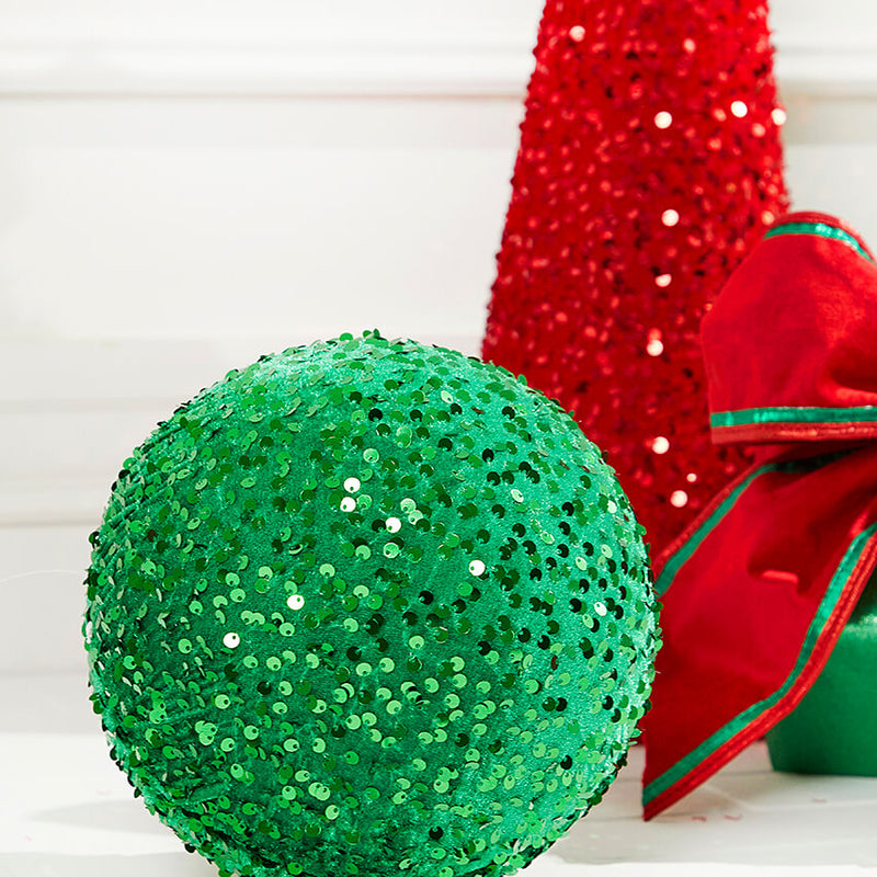 8" Sequin Ball Ornament - Green