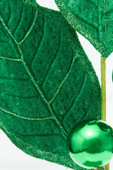 30" Green Velvet Holly Leaves Spray