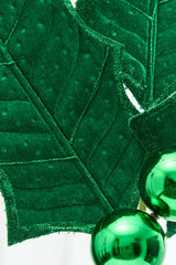 39" Green Velvet Holly Leaves Spray