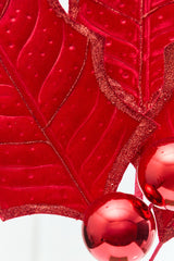 39" Red Velvet Holly Leaves Spray