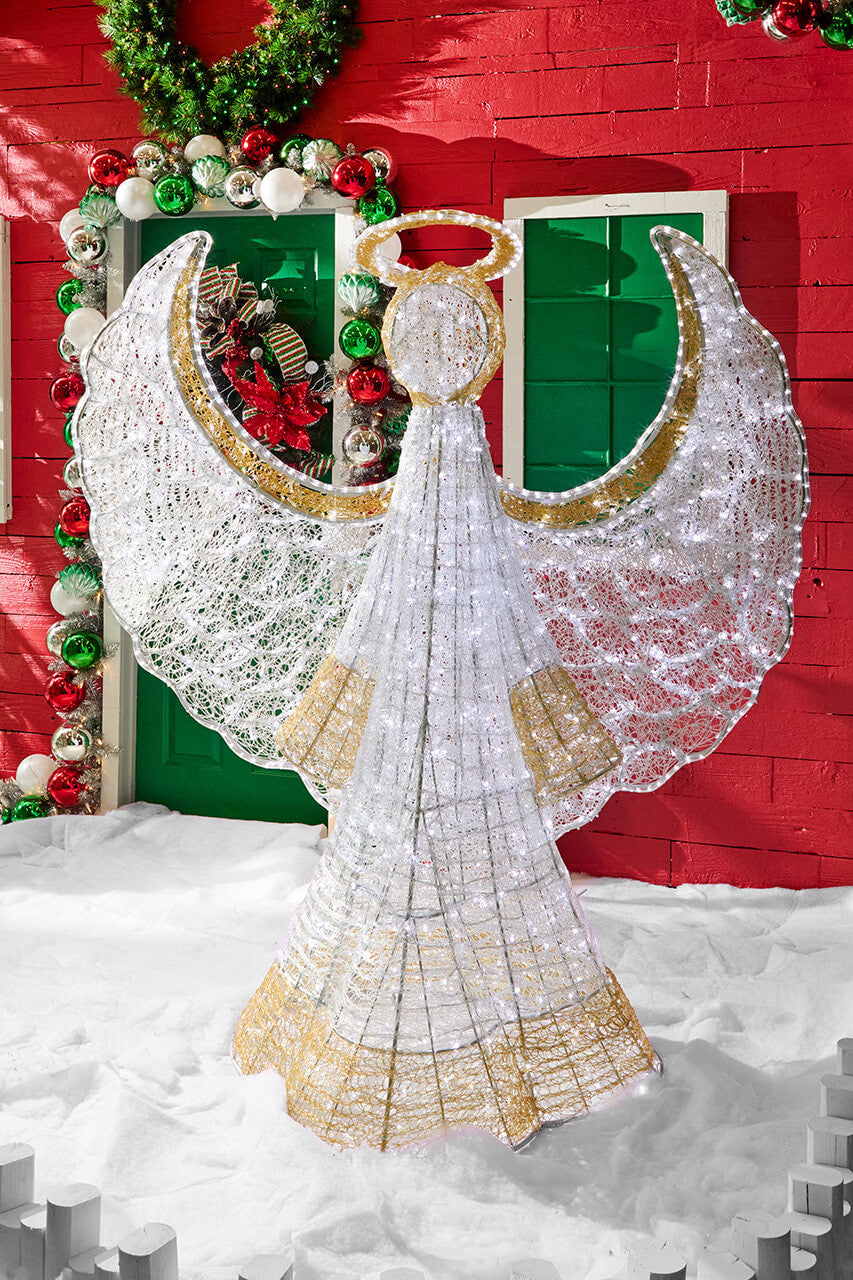 6 Ft LED Angel Outdoor Decor Warm Cool White Twinkle Lights