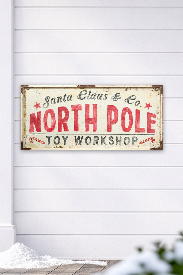 22" x 48" North Pole Metal Framed Wall Decor