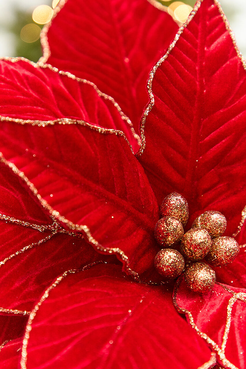 20" x 21” Giant Red Velvet Poinsettia Stem