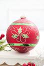 6" Red Holly Scroll Matte Glass Ornament