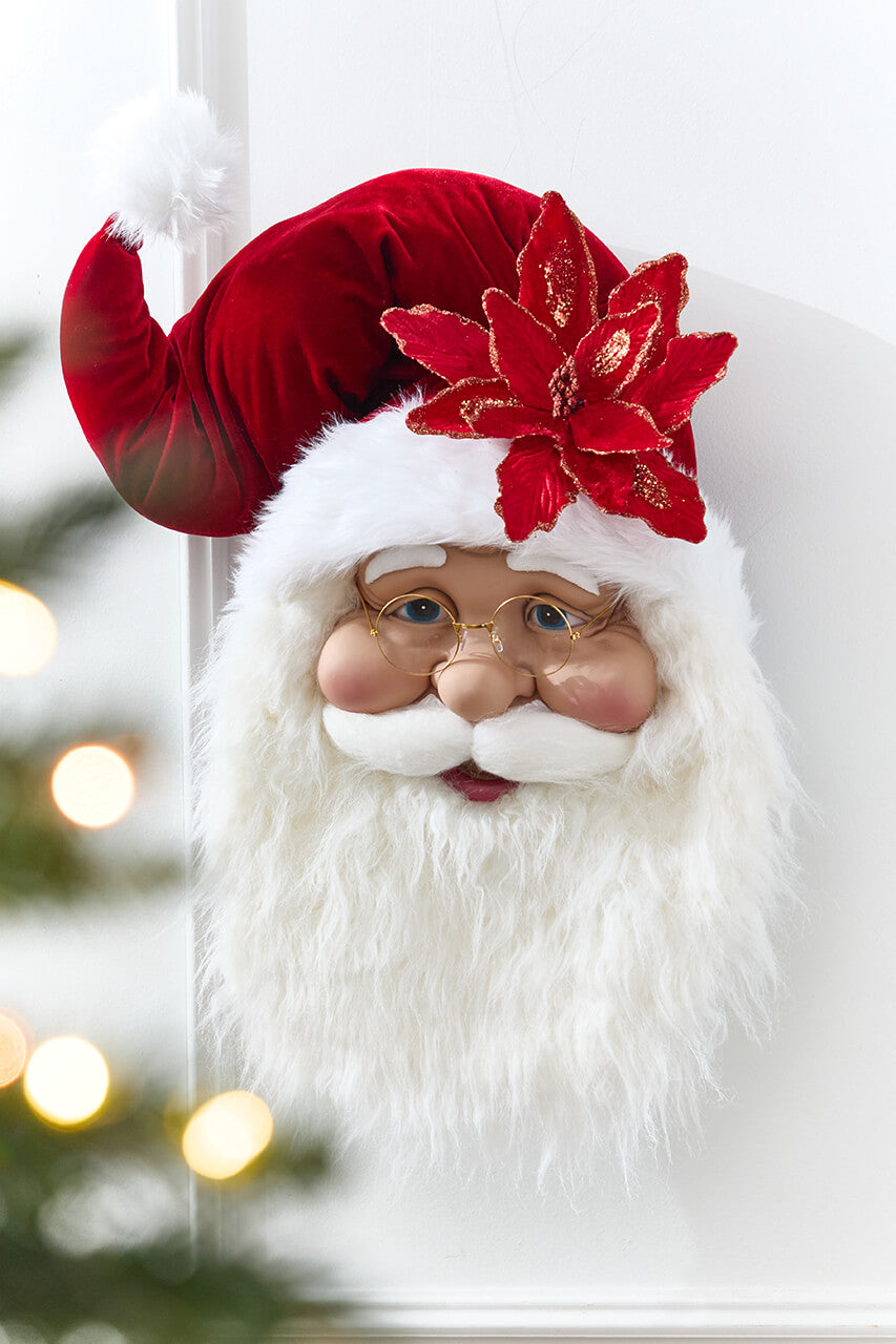 26" Velvet Santa Bust Wall Hanging