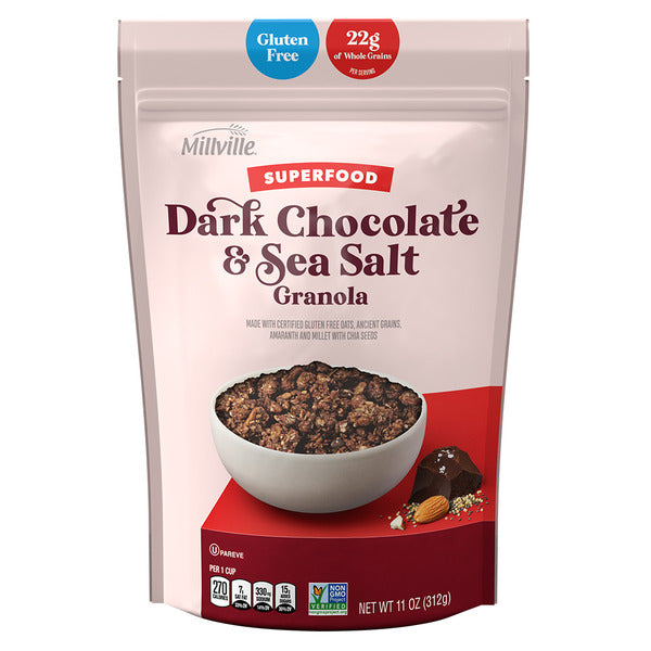 Millville Dark Chocolate Sea Salt Super Foods Gluten Free Granola