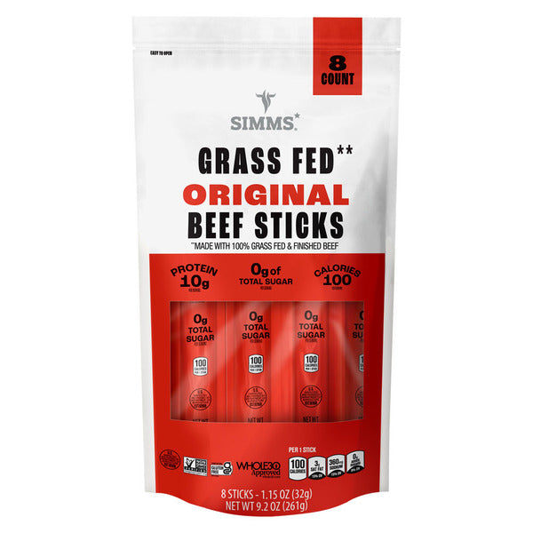 Simms Original Grass Fed Beef Sticks, 8 count