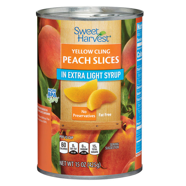 Sweet Harvest Yellow Cling Peach Slices in Extra Light Syrup