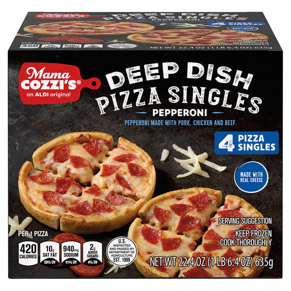 Mama Cozzi's Pizza Kitchen Deep Dish Pizza Singles Pepperoni, 4 count
