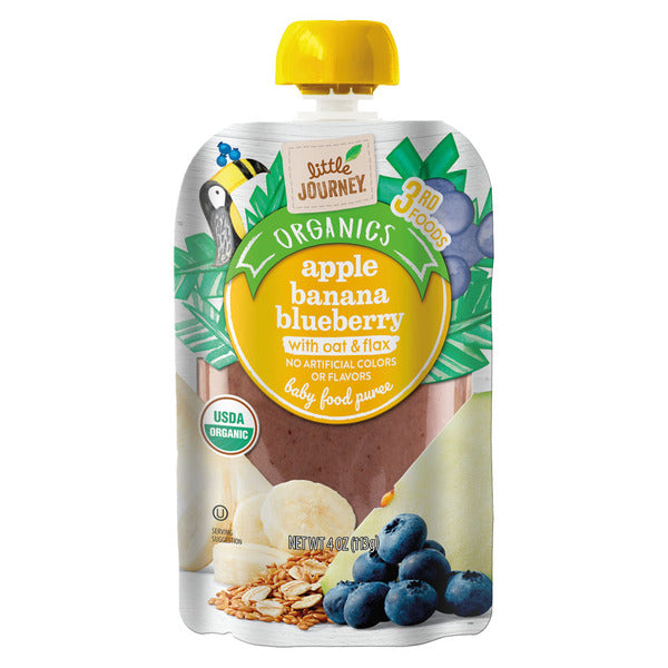 Little Journey Organic Apple Banana Blueberry Oat & Flax Baby Food Puree