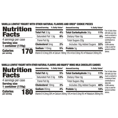 Yocrunch Oreo and M&M Yogurt Multipack, 8 count