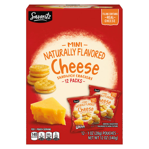 Savoritz Mini Cheese Sandwich Crackers - 12 Packs