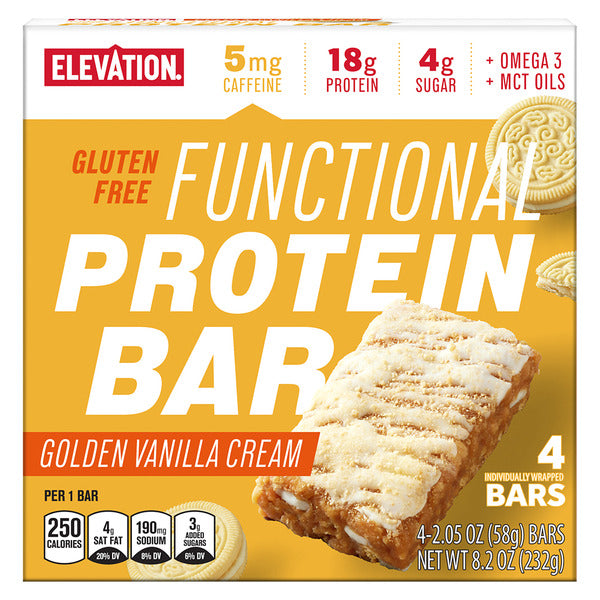 Elevation Gluten Free Golden Vanilla Cream Protein Bar, 4 count
