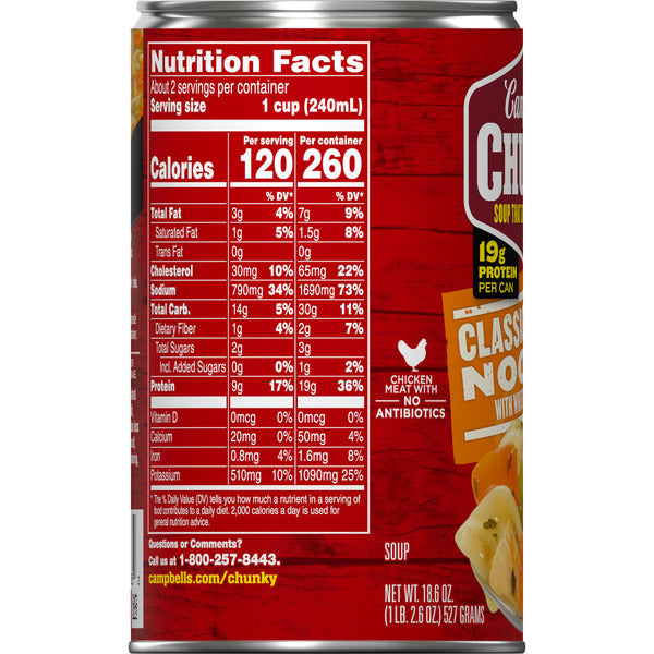 Campbell's Chunky Chicken Noodle Soup, 18.6 oz Can