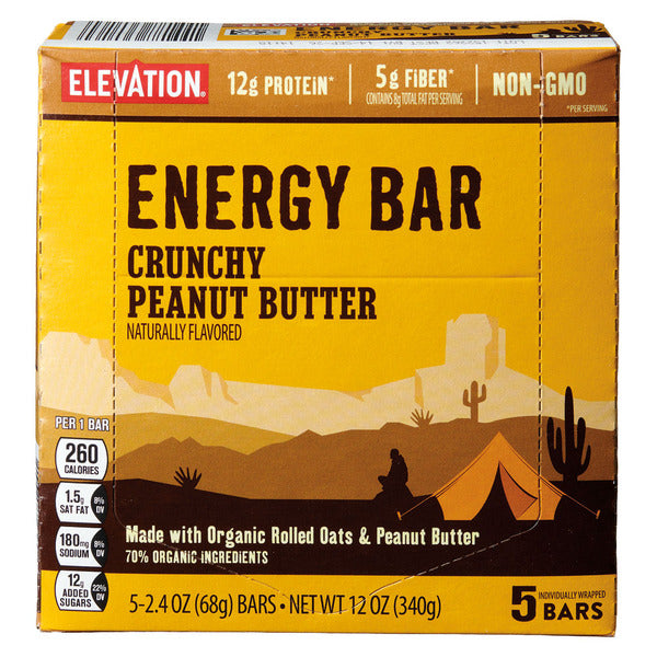 Elevation Crunchy Peanut Butter Flavored Energy Bars, 5 count