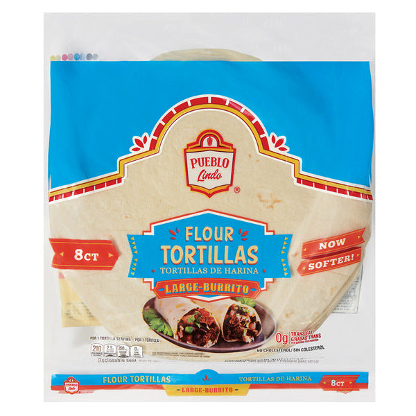 Pueblo Lindo Large Burrito Flour Tortillas - 8 Count